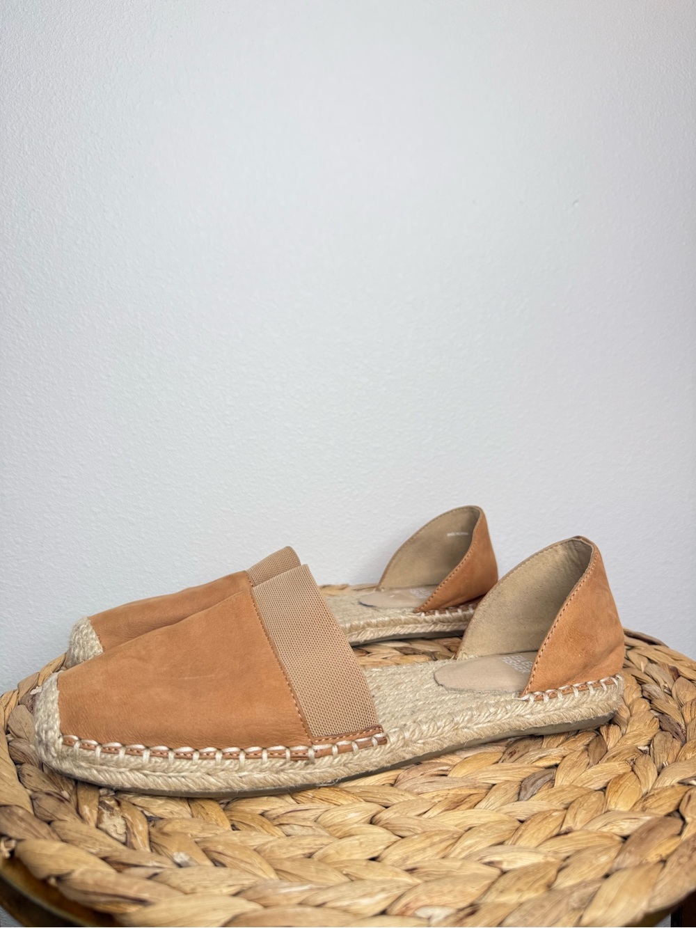 Eileen Fisher shoes Lady Tumbled Nubuck d'Orsay Espadrille Flats Tan camel flat